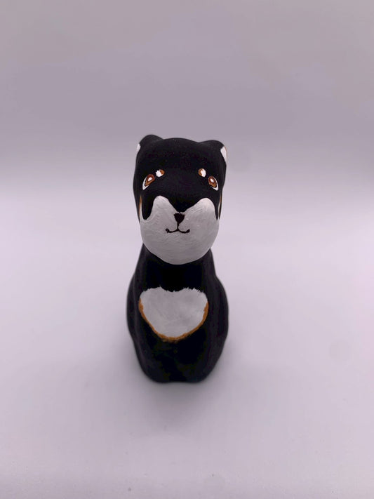 Paper-mache dog (Shiba Noir)