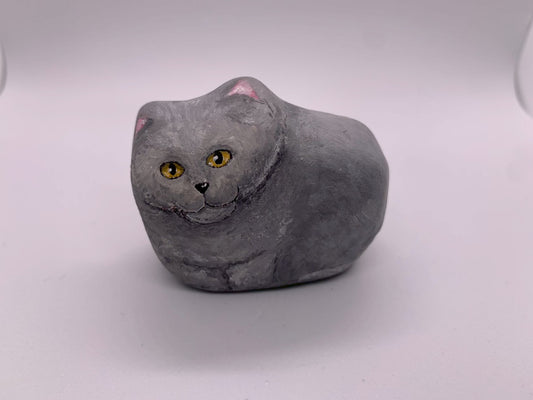 張り子の猫（ロシアンブルー・灰色）