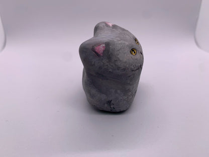 張り子の猫（ロシアンブルー・灰色）